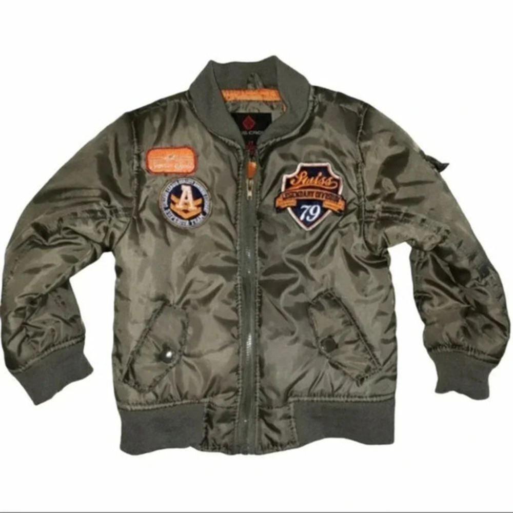 Swiss Cross 2T army green Bomber jacket with‎ patches